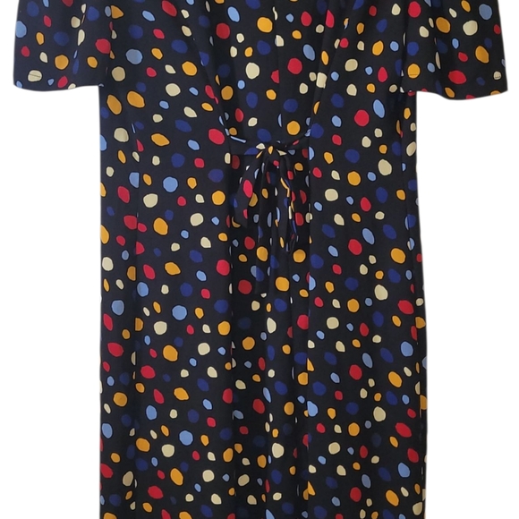 Rihoas Polka Dot Dress Short Sleeve Tie Back XL Button Front Fit and Flare Black - Picture 4 of 8